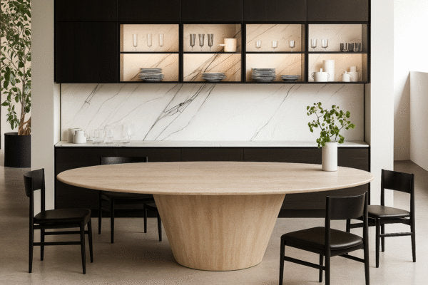 capri travertine dining table.