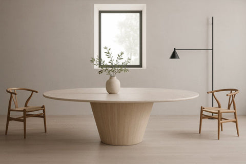 capri travertine dining table.