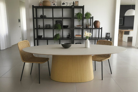kenza travertine dining table