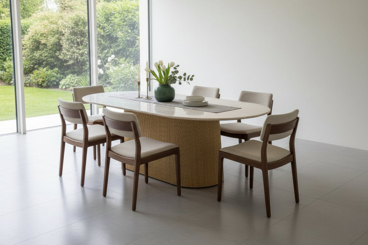 kenza travertine dining table