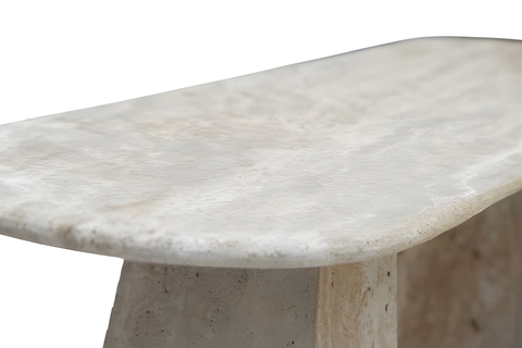 taza travertine console table