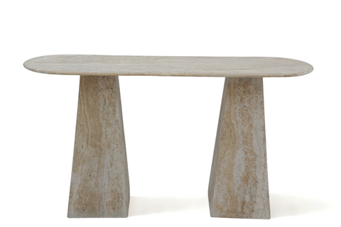 taza travertine console table