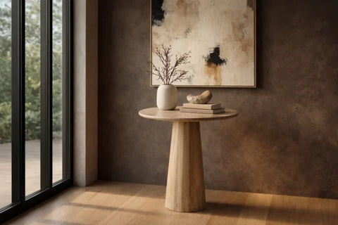 astoria travertine console table
